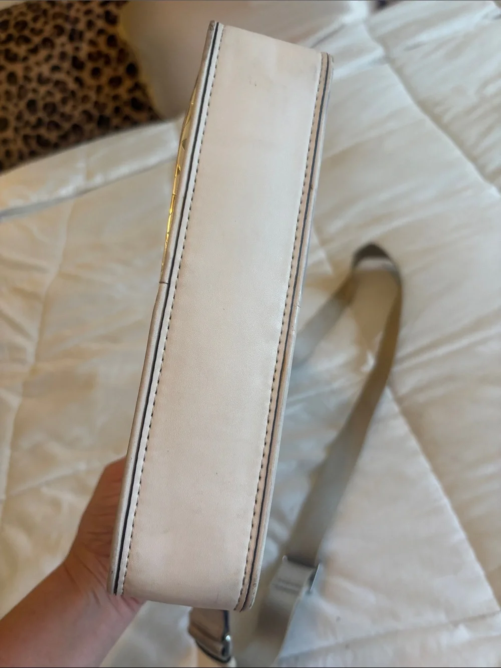 Michael Kors Taupe & White MK Logo Camera Crossbody